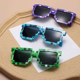 Sunglasses Kids Sunglasses Funny Sun Glasses Cosplay Action Game Toy Square Glasses Pixel Mosaic Thug Life Eyewear Childrens Gift 240423