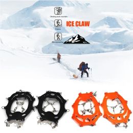 Accessories 1Pair Climbing Shoes Spikes Stainless Steel 13tooth Ice Shoes Sports Crampon Anti Slip with Storage Bag for Snow Mud Wet Road