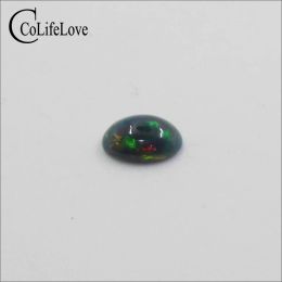 Gemstones 5mm*7mm natural treated black opal loose gemstone for jewelry making wholesale dyed black opal gemstone