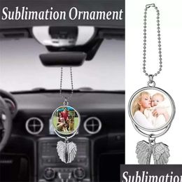Car Sublimation Blanks Party Favour Accessories for Angel Wing Necklaces Pendants Pendant Rearview Mirror Hanging Charm Ornaments Sea D Dhva4 hva4