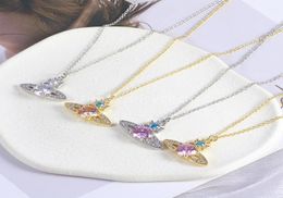 Luxury Fashion WEST jewelry Saturn Lovers pendant necklace chain diamond 18k gold plated 925 sterlling silver women Designer Design necklace lady girl gift2589936