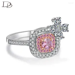 Cluster Rings DODO Unique Bow Tie Pink Zirconia Wedding Engagement For Women Silvery Fine Jewellery Crystal Anel Jz227