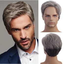 Wigs OUCEY Short Men's Wig Smooth Natural Wigs for Men Pixie Cut Straight Hair Synthetic Wig for Male Black Brown Grey Wigs Men