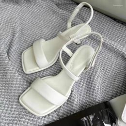 Casual Shoes Women's Solid Colour Trendy Sandals Ankle Buckle Strap Summer Block Heels Versatile Slingback