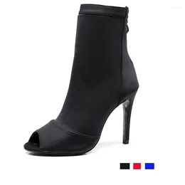 Dance Shoes Women Ballroom Latin Black Soft Bottom Bachata Salsa Sandals Woman Thin Heel 8.5cm/10cm/11cm Sock Boots