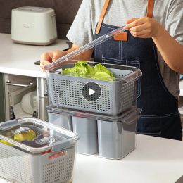 Bins Fresh Produce Storage Containers Fridge Drip Basket Produce Saver Refrigerator Storage Basket Set Fresh Vegetable Fruit Boxes
