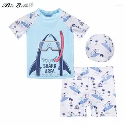 Women's Swimwear Boys Short Sleeve Swimsuit Set With Caps Surfing Swimming Bathing Suits Kids Sports