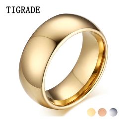 Bands Tigrade Domed Men Tungsten Ring Rose Gold, Gold,Silver Color Polished Pure Carbide Ring Unisex Wedding Band Engagement Jewelry