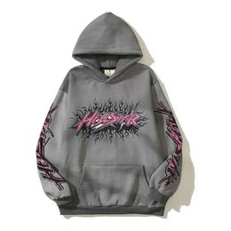 Men's Hoodies Sweatshirts Oversized hoodie gothic punk style Harajuku streetwear letter print graffiti sweatshirt retro casual fashion pullover 240424
