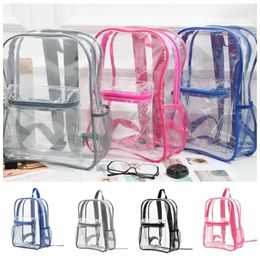 Backpack Pvc Transparent Casual Visible Waterproof Clear Soft Handle Zipper Sports