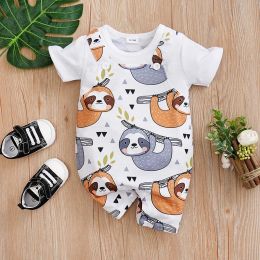 One-Pieces Newborn Baby Clothes AnimalPrint Fashion Infant Jumpsuit Toddler Short Sleeve Onepiece Pajamas Girl Boy Bodysuit Summer Romper