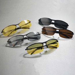 Sunglasses KZKEN brand photochromic sunglasses for men and women retro metal Polarised sunglasses mens night vision driving sunglasses 240423