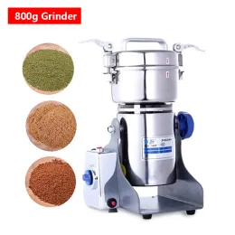 Grinders 800g Coffee Grinder Electric Grain Grinder Stainless Steel Swing Kitchen Spicy Salt Cone High Speed Burr Grinder