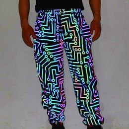 Men's Pants Holographic Men Reflective Geometric "Circuit Pattern" Colourful Hip Hop Casual Jogging Sweatpants
