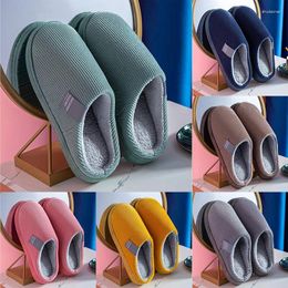 Slippers Winter Warm Cotton Women Men Home Shoes Simple Non-slip Indoor Slides Corduroy Couple Slipper Female