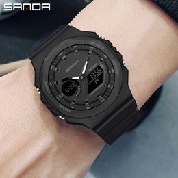 Wristwatches SANDA Outdoor Sports Watches Men Ms LED Digital Watches Military Waterproof Date Electronic Watch Boy Girl Relogio Masculino 240423