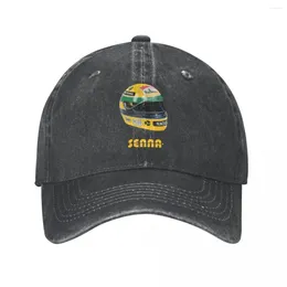 Ball Caps 2024 Ayrton Senna Flag Brazil Washed Baseball Cap Snapback Hat Dad Motorcycles Spring Autumn Hip Hop Casquette