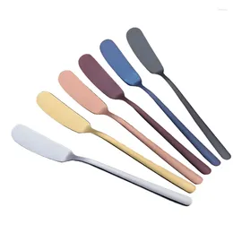 Forks 6Pcs Stainless Steel Cheese Dessert Jam Spreader Butter Knife Fruit Fork Western Tableware Breakfast Tools