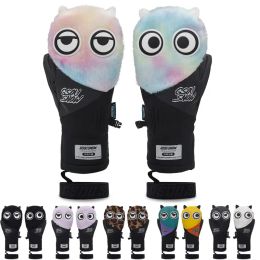 Gloves 2024 Men's Women's Ice Snow Gloves Winter Warm Cartoon Breathable Waterproof Skiing Snowboarding Mittens Palm with Five Finger