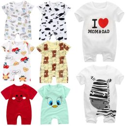 One-Pieces Cotton Newborn Baby Cartoon Short Sleeve Knitted Romper Boy Girl Clothes Infant Jumpsuit Bebe One Pieces Bodysuit 024M