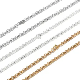 Chains 4MM Width Silver/golden/steel Colour Rolo Chain Stainless Steel Round Box Necklace Men Women Jewellery