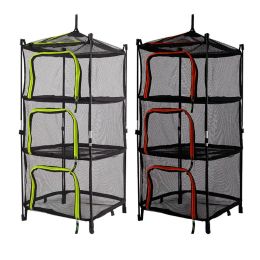 Tools Red/green 4 Layer Nylon Netting Collapsible Mesh Outdoor Cookware Hanging Drying Dry Rack Net Food Dehydrator Storage Net Basket