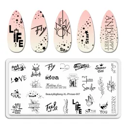 Art BeautyBigBang English Letter Nail Art Stamping Plates LOVE Short Sentences Design Nail Stamp Templates Stencil Manicure Tools