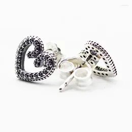 Stud Earrings CKK 925 Sterling Silver Heart Swirls For Women Original Jewellery Making Fashion Anniversary Gift