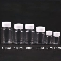 Bottles 100PCS 15ml/20ml/30ml/100ml Plastic PET Clear Empty Seal Bottle Solid Powder Medicine Pill Vial Container Reagent Packing Bottle