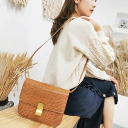 Shoulder Bags Crocodile Skin Pattern Leather Tofu Women Bag Luxury Handbags Designer Small Flap Square Casual For