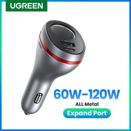 Chargers UGREEN 84W USB Car Charger Quick Charge QC PD 4.0 3.0 Fast Charger Adapter In Car Cigarette Lighter Socket For iPhone 14 Xiaomi