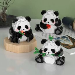 Blocks 2023 Cute Animal Kawaii Panda Micro Building Blocks Model Mini Bricks Figure A Box of Three Assembly Games Toys for Kid Gifts