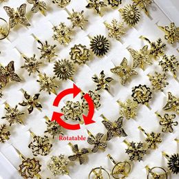 Cluster Rings 10Pieces /Lot Rotating Windmill Creative Children Kids Ring Boy Girl Rotatable Stress Relief Entertainment