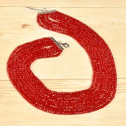 Necklaces Red multilayered round and irregular shape cutting pearl and Glass Crystal gemstone necklaces give you a fiery passion