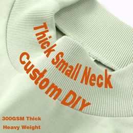 Custom DIY Brand 300gsm Thick Small Neck 100% Cotton Oversize Heavy Weight T-shirt for Men Leisure Streetwear Large Size 240420