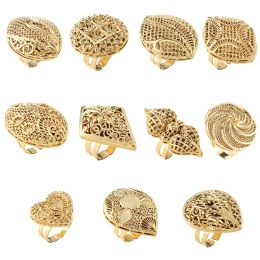 Bands Arab Gold Colour Free Size Ring for Women Teenager Middle East Dubai Wedding Jewellery Ethiopian African Party Gift