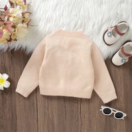 Sweatshirts Baby Girl Cardigan Long Sleeve V Neck Button Closure Flower Winter Warm Knit Sweater Infant Clothes