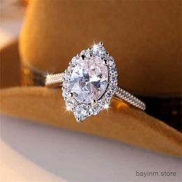 Wedding Rings Pear Cut White Zircon Water Drop Stone Rings For Women Silver Colour Oval Wedding Bands Promise Engagement Ring Jewellery