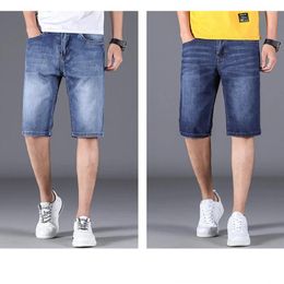 Men's Jeans 2024 Stretch Summer Shorts Casual Slim Straight Leg Denim Quarter Pants