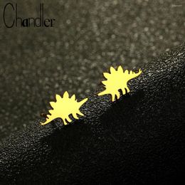 Stud Earrings Chandler Cute Dinosaur Studs Handmade Stegosaurus Stainless Steel Gift For Men And Women