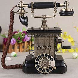 Accessories Antique Telephone Classic Vintage Corded Phone European Landline Telephone Decorative Rotary Dail with Hanging Headset