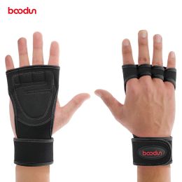Gloves BOODUN Men Women Weight Lifting Gloves Gym Training Hand Palm Grips Protector Bodybuilding Fingerless Gloves Gym Equipment