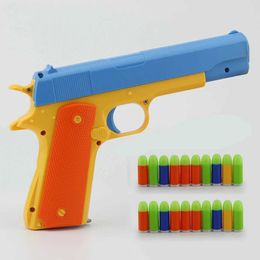 Gun Toys M1911 Soft Bullet Toy Gun Manual Pistol Gun Dart Blaster Shooting Toy Fake Gun For Kids Boys Birthday Gifts Outdoor GamesL24424