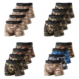 Mens 4pcslot Boxers Camo Mens Boxer Briefs Cotton Modal Camouflage Underpants Man Classic Sexy Underwear for Men 240130 uflage