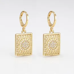 Hoop Earrings Design Square Amulet Copper Gold Plated Zircon Crystal Dangle Star Seahorse Moon Shape Ear Jewellery 3 Pair