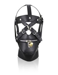 leather restraint extreme zipped mask hood muzzle bdsm accessories gimp with adult sex toys4734142