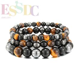 Beaded Natural Men for Magnetic Health Protection Tiger Eye Black Obsidian Hematite Beads Bracelets Women Soul Jewellery Gift for Family 240423