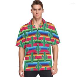 Men's Casual Shirts 3d Print Cactus Graphic Hawaiian For Men Short Sleeve Aloha Beach Shirt Button Down Oversized & Blouses