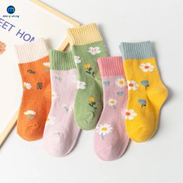 Sets 5 Pairs /lot Cute Kids Ribbed Cotton Winter Warm Socks Boys Girls Toddler Children's Floor Socks Suitable for 112y Miaoyoutong