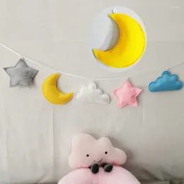 Decorative Figurines Nordic Felt Stars Moon String Star Garland Party Banner Tent Bed Mat Baby Shower Bunting Ornament Kids Pram Hanging